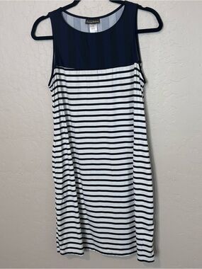 Tommy Bahama Sleeveless Striped Midi Dress Women's Small Blue White